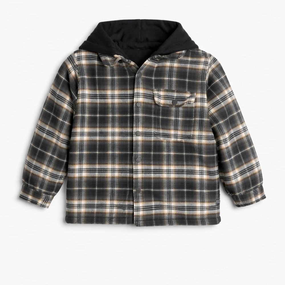 Zara Kids Plaid Hooded Shacket Jacket Boys Size 8